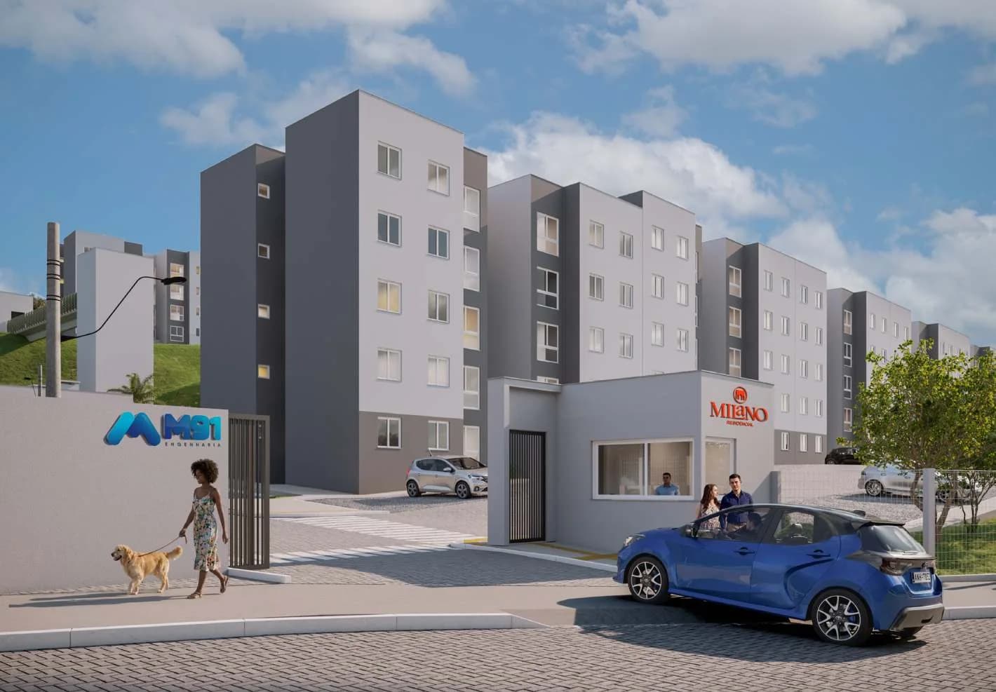 Acesso principal do Residencial Milano pela Rua Lucindo Lodi